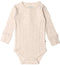 Woolbabe: Long Sleeve Henley Bodysuit - Natural Marl (Newborn)