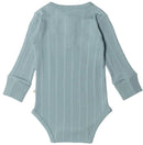 Woolbabe: Long Sleeve Henley Bodysuit - Tide Marl (1 year)