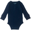 Woolbabe: Long Sleeve Henley Bodysuit - Tekapo Marl (2 years)