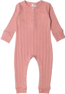 Woolbabe: Long Sleeve Henley Suit - Dusk Marl (Newborn)