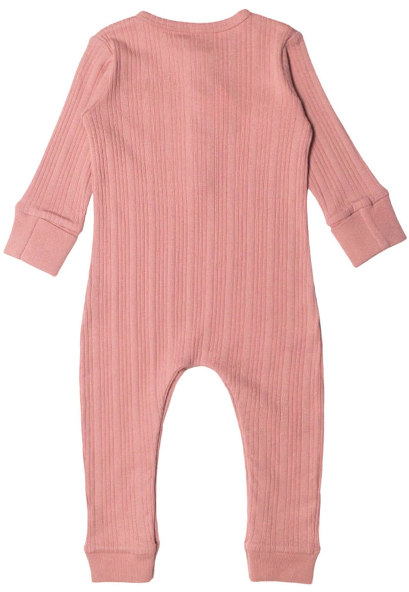 Woolbabe: Long Sleeve Henley Suit - Dusk Marl (0-3 months)