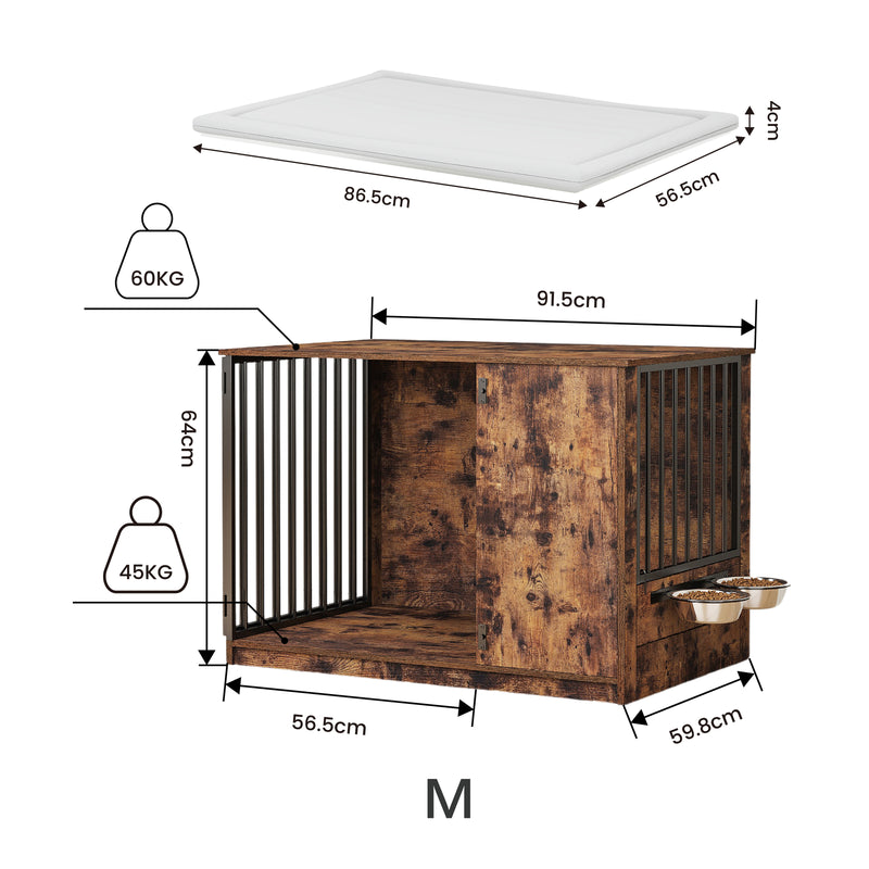 Zoomies Premium Dog Crate With 2 Rotating Bowls