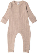 Woolbabe: Long Sleeve Henley Suit - Dune Marl (Newborn)