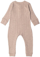 Woolbabe: Long Sleeve Henley Suit - Dune Marl (0-3 months)