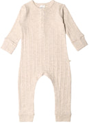 Woolbabe: Long Sleeve Henley Suit - Natural Marl (Newborn)