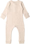 Woolbabe: Long Sleeve Henley Suit - Natural Marl (Newborn)