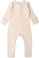 Woolbabe: Long Sleeve Henley Suit - Natural Marl (0-3 months)