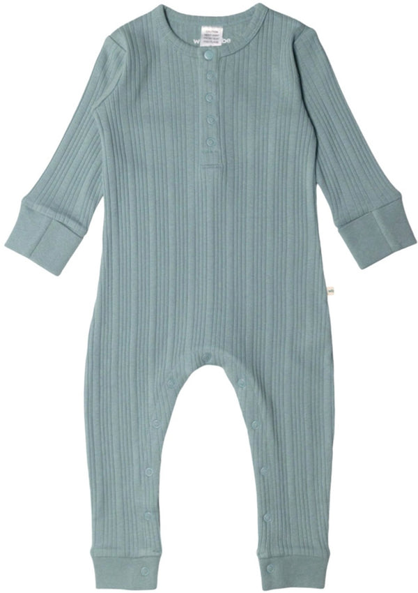 Woolbabe: Long Sleeve Henley Suit - Tide Marl (Newborn)