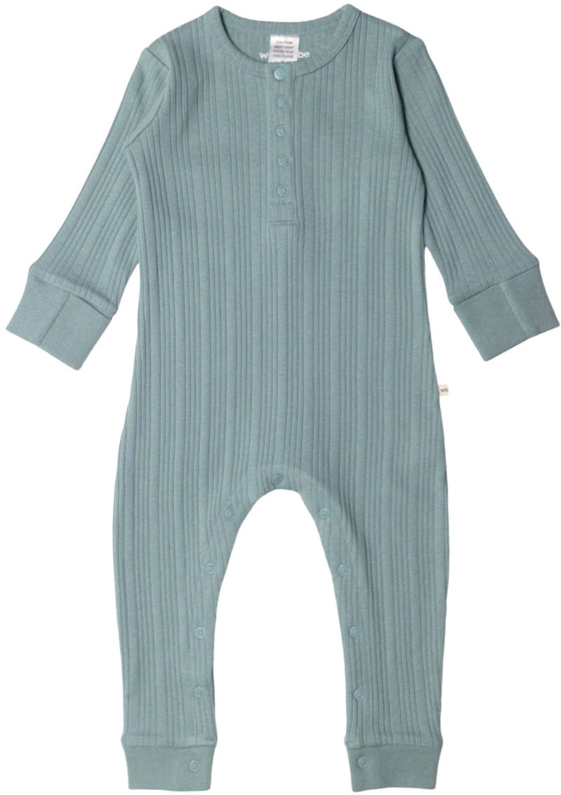 Woolbabe: Long Sleeve Henley Suit - Tide Marl (Newborn)