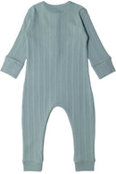 Woolbabe: Long Sleeve Henley Suit - Tide Marl (Newborn)