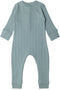 Woolbabe: Long Sleeve Henley Suit - Tide Marl (3-6 months)