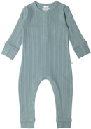 Woolbabe: Long Sleeve Henley Suit - Tide Marl (1 year)