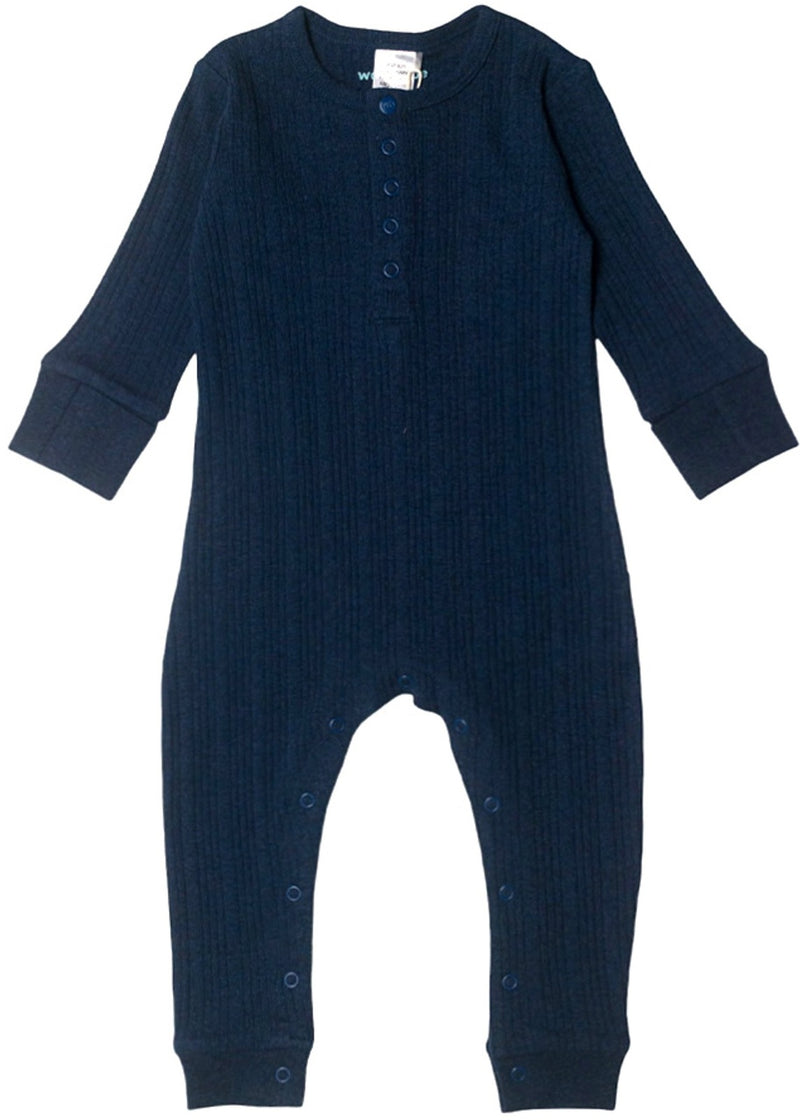 Woolbabe: Long Sleeve Henley Suit - Tekapo Marl (Newborn)