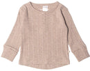 Woolbabe: Long Sleeve Henley Top - Dune Marl (1 year)