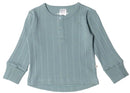 Woolbabe: Long Sleeve Henley Top - Tide Marl (Newborn)