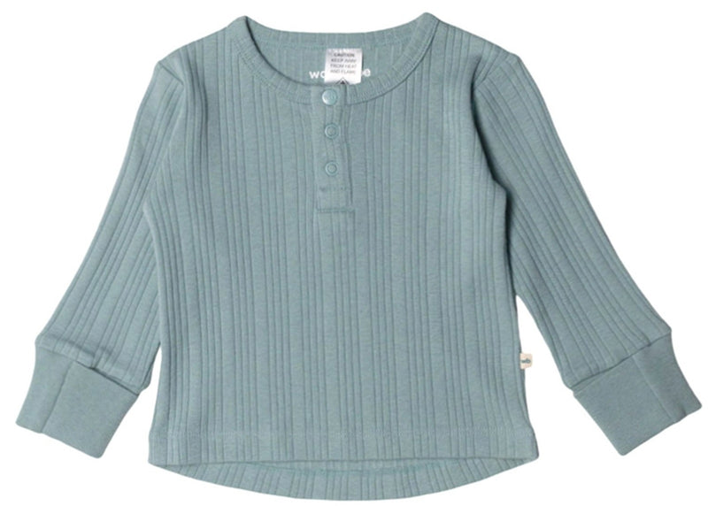 Woolbabe: Long Sleeve Henley Top - Tide Marl (Newborn)