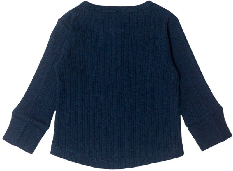 Woolbabe: Long Sleeve Henley Top - Tekapo Marl (0-3 months)