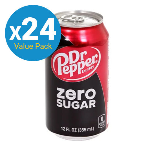 Dr Pepper Zero Soft Drink Cans - 330ml (24 Pack)