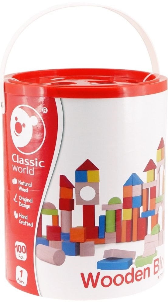 Classic World: Wooden Blocks Barrel (100pc Set)