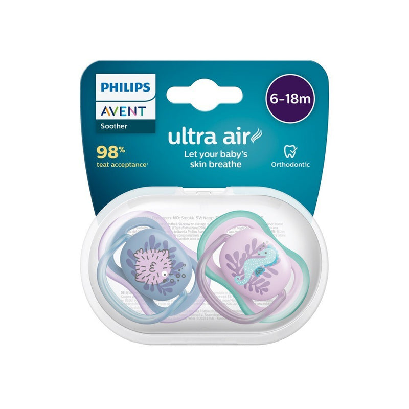 Avent: Ultra Air Soother - Deco 6-18m (Seahorse/Pufferfish)