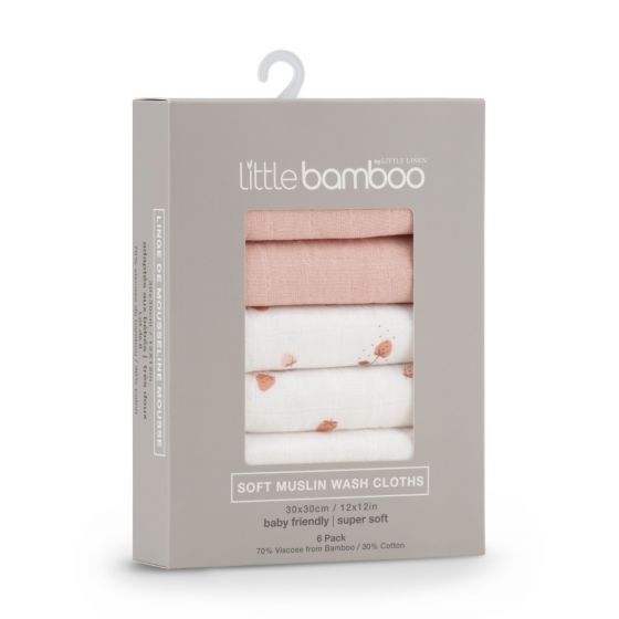 Little Bamboo: Muslin Washers - Dusty Rose (6 pk) (Pink)