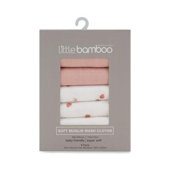 Little Bamboo: Muslin Washers - Dusty Rose (6 pk) (Pink)