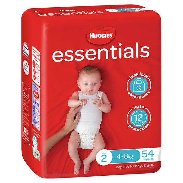 Huggies Essentials Infant Nappies - Size 2 (54 Pack)