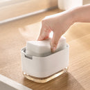 CLEANFOK 2-in-1 Dish Soap Dispenser with Sponge Holder - White