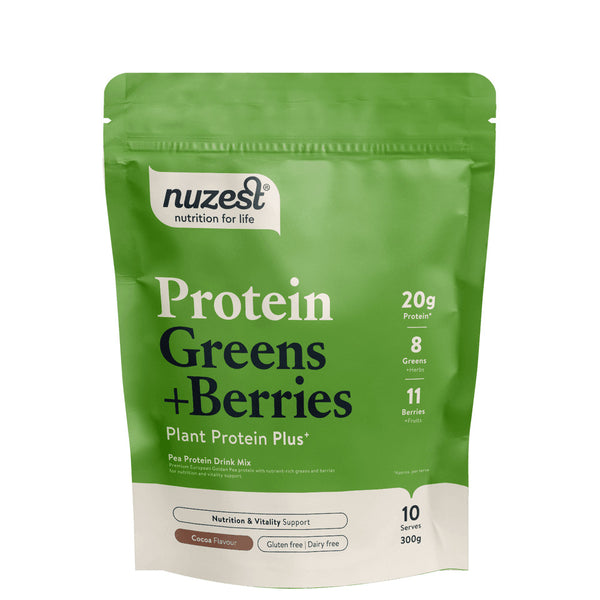 Nuzest Protein Greens + Berries Powder - Cocoa Flavour (300g)