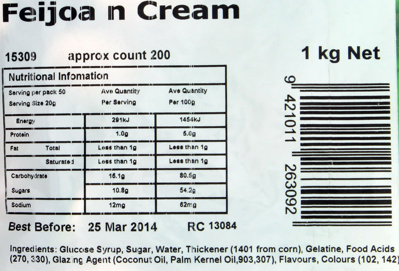 Rainbow Confectionery Feijoa n Cream Lollies 1kg (Bulk)
