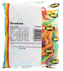 Rainbow Confectionery Snakes Lollies 1kg (Bulk)