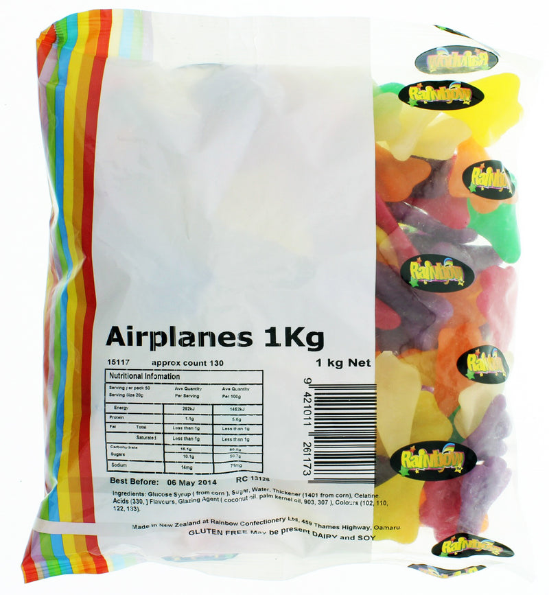Rainbow Confectionery Airplanes 1kg (Bulk)