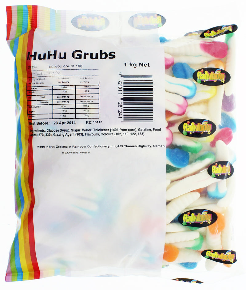 Rainbow Confectionery: Huhu Grubs Lollies 1kg (Bulk)