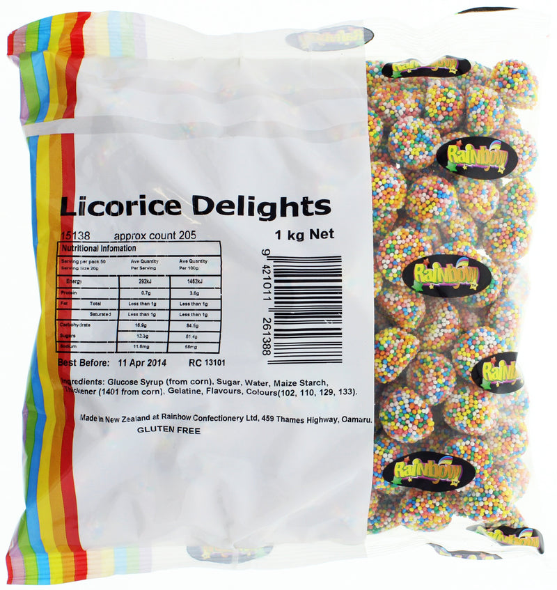Rainbow Confectionery Licorice Delights Bulk Bag 1kg