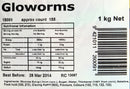 Rainbow Confectionery Gloworms Lollies 1kg (Bulk)